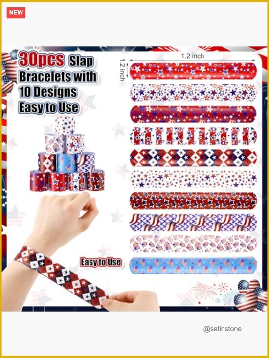 90 Pcs Patriotic Party Favors Set Star Sunglasses Silicone Bracelets Slap